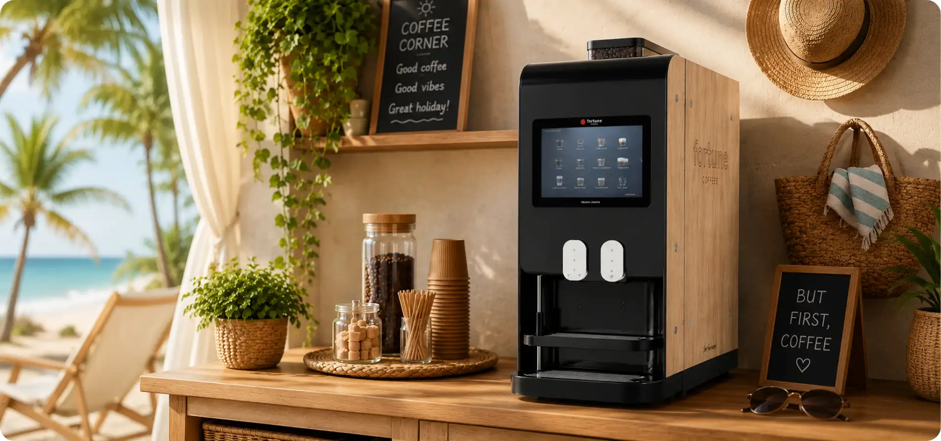 Koffieautomaat op vakantie